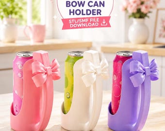Bow Can Holder STL | 500ml Soda Can Cooler | Cute Girly Drink Sleeve | Beverage Holder STL | 3D Print Digital Download
