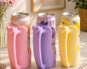 Heart Slim Can Holder STL | 12oz Skinny Can Cooler | Cute Soda Can Sleeve | Girly Drink Holder | 3D Print File
