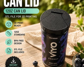 12oz Can Lid STL File | Reusable Soda Can Cover | Beverage Can Topper | Drink Can Cap | 355ml Can Lid | Digital Download