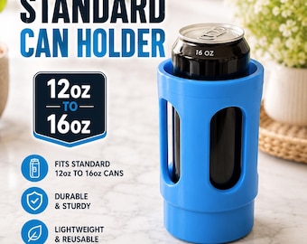 Standard Can Holder STL | Fits 12oz And 16oz Cans | Beer & Soda Can Cooler | Beverage Sleeve | 3D Print STL And 3MF File