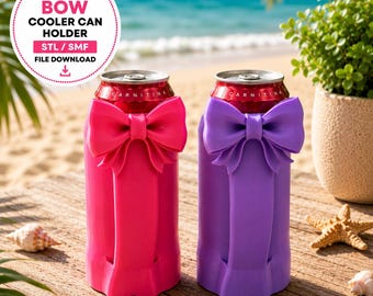 Bow Can Holder STL | Cute Soda Can Cooler | Coquette Can Sleeve | 3D Print File | Beverage Holder | STL & 3MF Digital Download