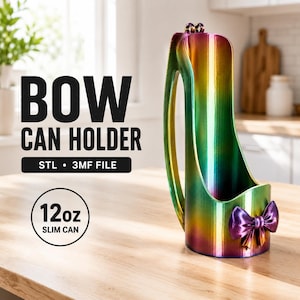 Bow Can Holder STL | 12oz Slim Can Holder | Coquette Drink Holder | Cute Soda Can Sleeve | Girly Can Koozie | STL 3MF Download