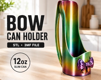 Bow Can Holder STL | 12oz Slim Can Holder | Coquette Drink Holder | Cute Soda Can Sleeve | Girly Can Koozie | STL 3MF Download