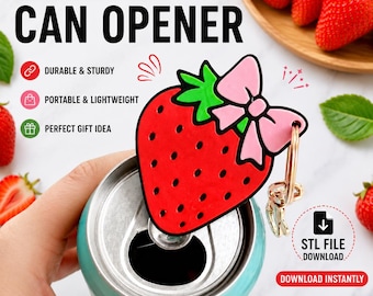 Strawberry Can Opener STL File | Long Nail Friendly Tab Opener (Digital Download)