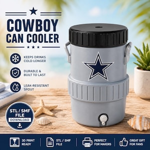 Cowboy Can Cooler STL File | 12oz Soda Can Holder | Western Drink Cooler | 3D Printed Can Sleeve | Digital Download 3MF STL