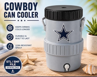 Cowboy Can Cooler STL File | 12oz Soda Can Holder | Western Drink Cooler | 3D Printed Can Sleeve | Digital Download 3MF STL