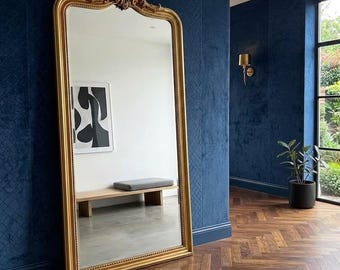 Gold Floor Wooden Mirror 208x80 cm