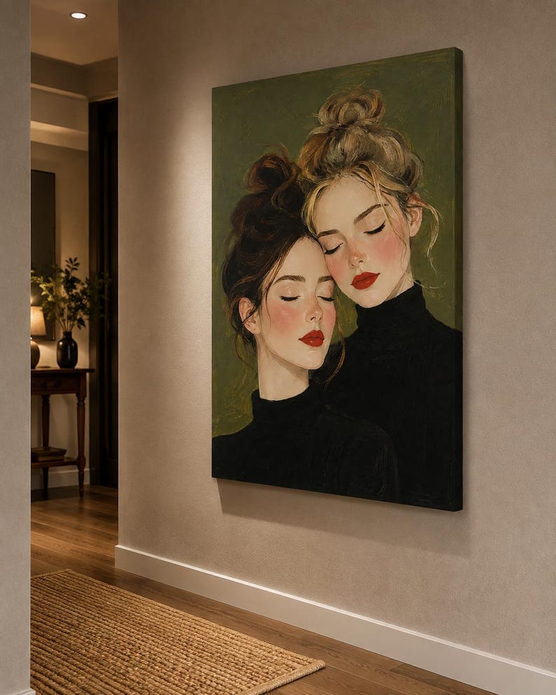 Porträttkonst - Sorelle in Quiete, konsttryck, canvas eller inramad bild 7