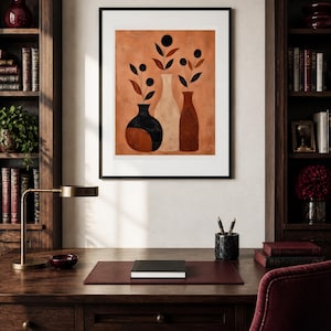 Vasi di Terracotta, abstrakta vaser och grenar — konsttryck utan ram, inramat tryck eller canvas bild 4