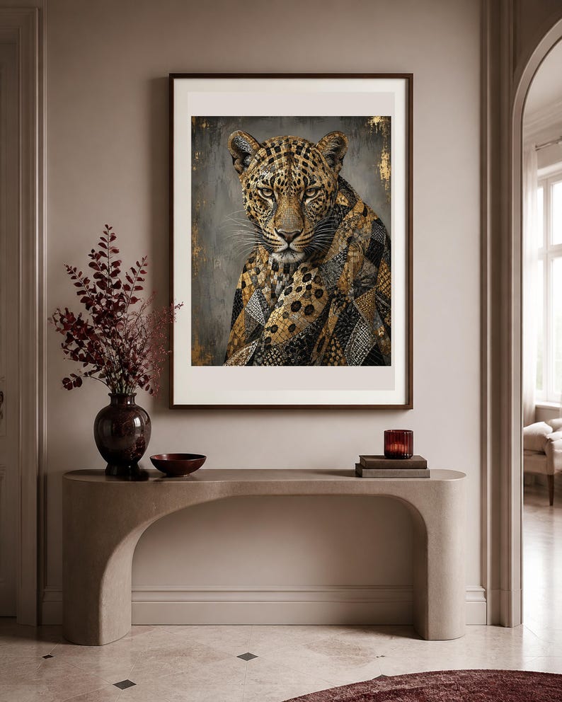 Djurkonst - Leopardo Mosaico, konsttryck, canvas eller inramad bild 2