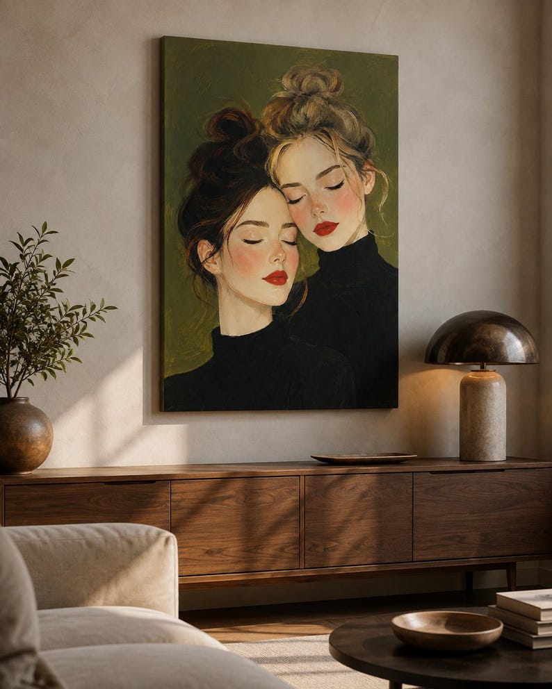 Porträttkonst - Sorelle in Quiete, konsttryck, canvas eller inramad bild 8