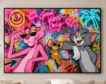 Póster pop art de grafiti neón - archivo digital imprimible
