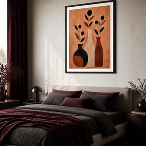 Vasi di Terracotta, abstrakta vaser och grenar — konsttryck utan ram, inramat tryck eller canvas bild 3