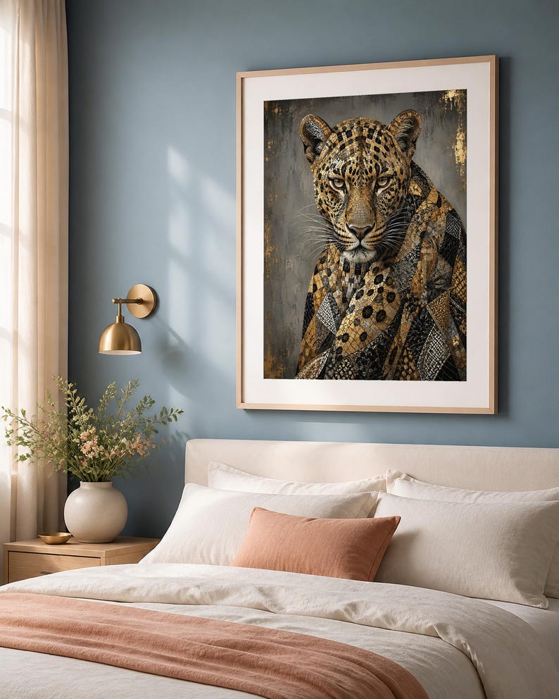 Djurkonst - Leopardo Mosaico, konsttryck, canvas eller inramad bild 3