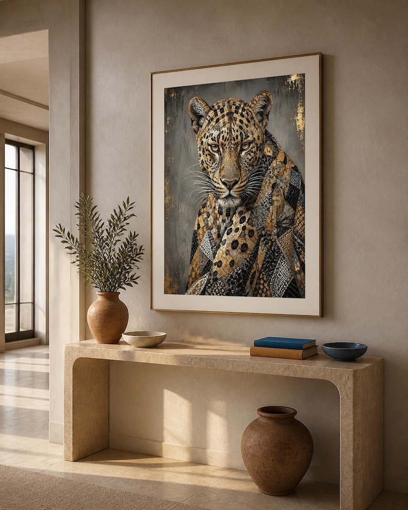 Djurkonst - Leopardo Mosaico, konsttryck, canvas eller inramad bild 5