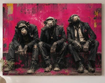 Animal wall art - Three Urban Spirits, Art Print, Canvas or Framed