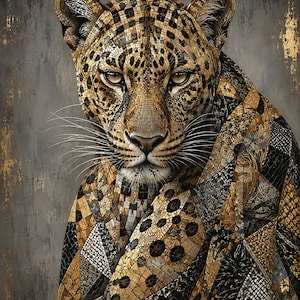 Djurkonst - Leopardo Mosaico, konsttryck, canvas eller inramad bild 6