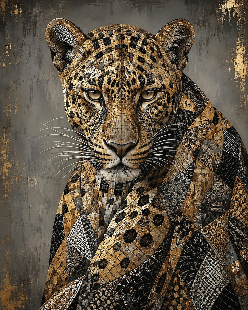 Djurkonst - Leopardo Mosaico, konsttryck, canvas eller inramad bild 6