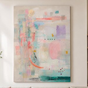 Pastel Abstract Wall Art - Pink Turquoise Lilac Modern Print