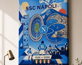 SSC Napoli 100 ans 1926-2026 - Affiche du centenaire bleu