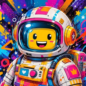 Konst till barnrum - Astronauta Pop, konsttryck, canvas eller inramad bild 2
