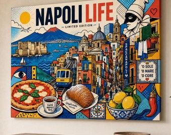 Naples Life pop art - impression murale du Vésuve