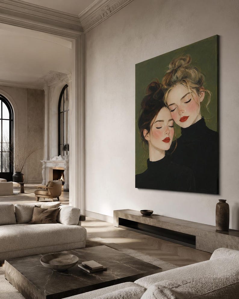 Porträttkonst - Sorelle in Quiete, konsttryck, canvas eller inramad bild 4
