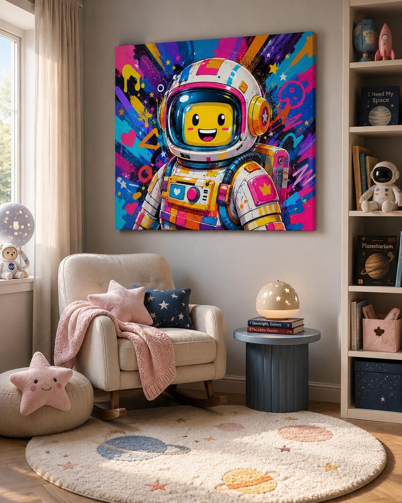 Konst till barnrum - Astronauta Pop, konsttryck, canvas eller inramad bild 4