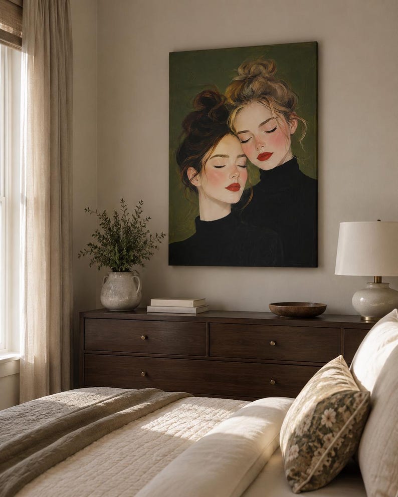 Porträttkonst - Sorelle in Quiete, konsttryck, canvas eller inramad bild 6