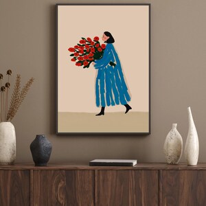 blue dress with red poppies Blue Poppy Dress