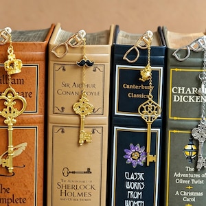 Classic Key Bookmark Clip | Vintage Detective Book Holder | Literary Gift for Book Lovers | Antique Brass Page Marker