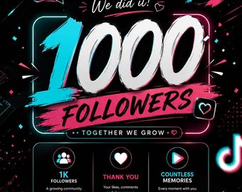 1000 TikTok Followers Growth Guide – 1000 Followers, Reach Strategy (Digital Download)