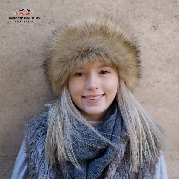 Fake Fox Fur Hat - Warm & Stylish Snow Hat - Russian Style Cossack Hat - Soft Polar Fleece Lining for extra Comfort - One size fits most