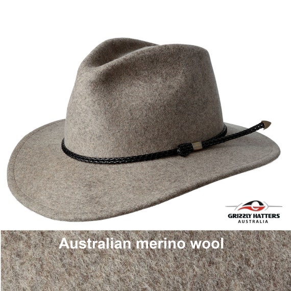 THE AURORA Wool Fedora Hat With Wide Brim in Stone Beige  display picture 1