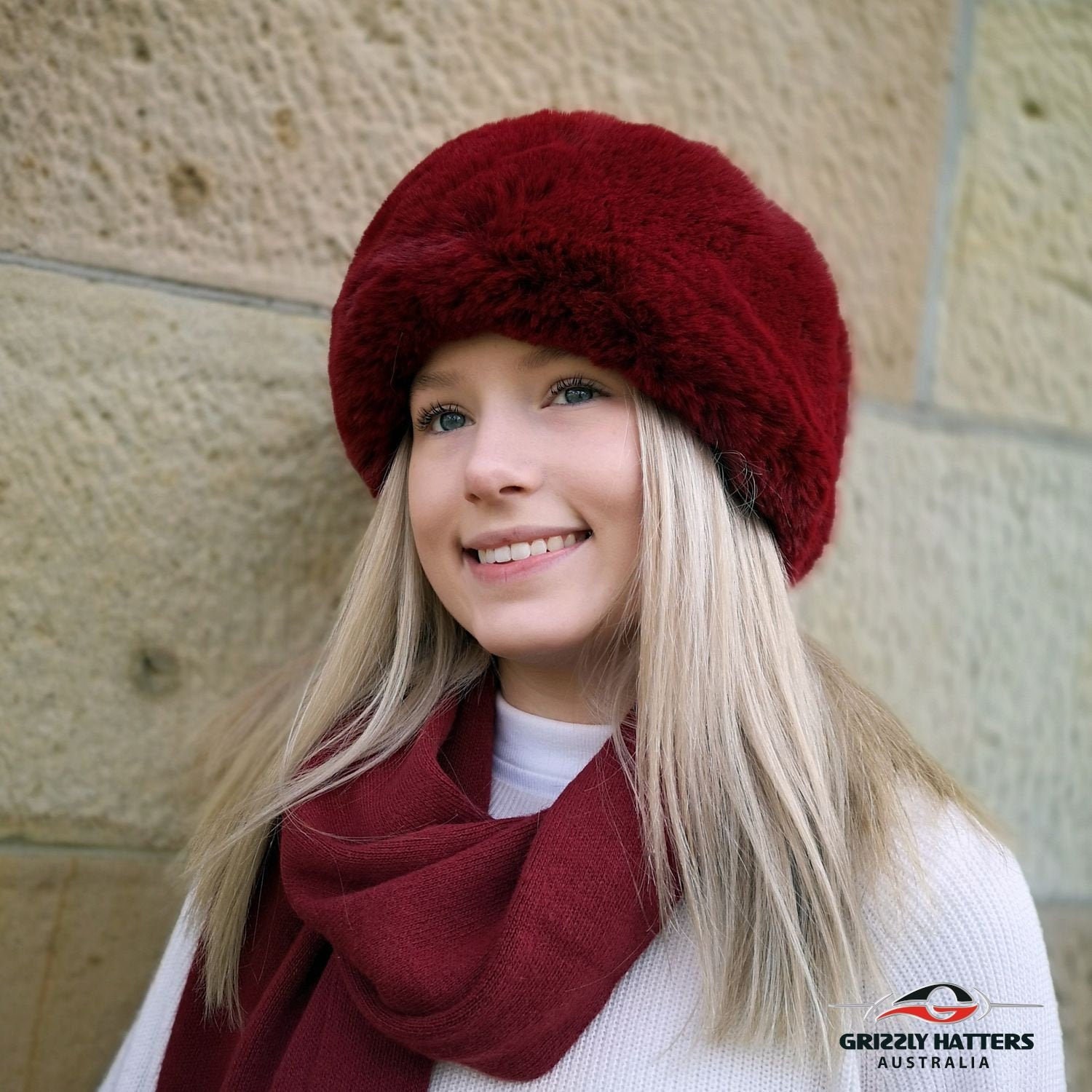 Elegant Faux Fur Hat in Red Wine Colour, Hat for Her, Winter Hat