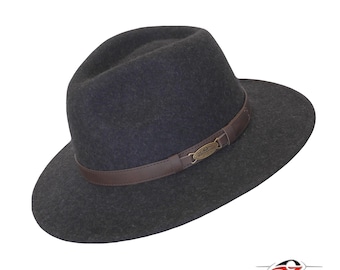 The SAPPHIRE fedora hat made from Australian merino wool in RED color, adjustable size, unisex Aussie outback minimalist stylish hat
