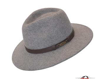 The SAPPHIRE fedora hat made from Australian merino wool in RED color, adjustable size, unisex Aussie outback minimalist stylish hat