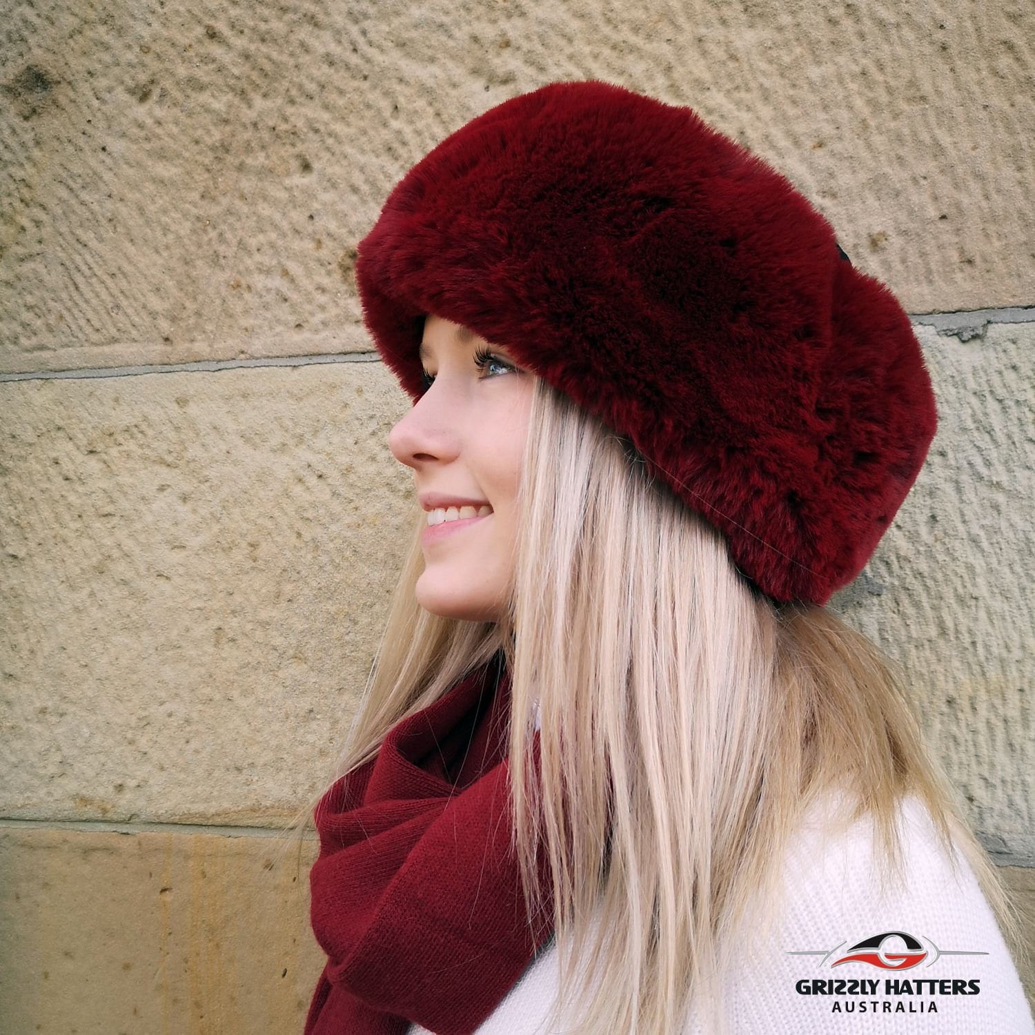 Wine RED REX RABBIT Hat w/Wine Red FOX Crown, Sz 2-“-24”, Certified Vintage Fur Rex Rabbit and Fox Fur Roller HatSuggestion: Pixie Rex  main image 3