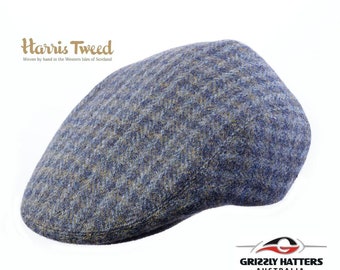 Harris Tweed WOOL CAP - Plain Flat Cap for Men - Traditional Hat - Gift for Him - Warm Winter Cap - Adjustable Size - Great gift for Dad