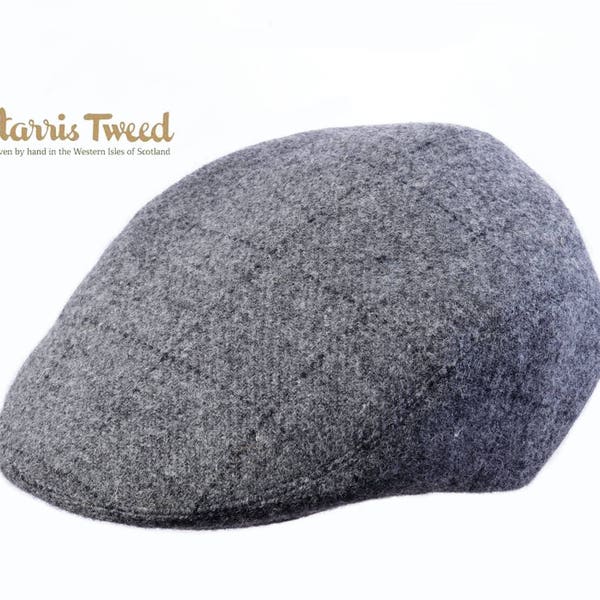 Harris Tweed WOOL CAP - Plain Flat Cap for Men - Traditional Hat - Gift for Him - Warm Winter Cap - Adjustable Size - Father's Day Gift