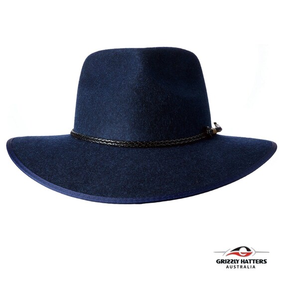 Navy Faux Wool Fedora Adjustable Hat Faux Wool Fedora Adjustable Hat - Classic Fedora | Passion  main image 4