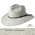 THE SALAMANCA wide brim fedora hat made from Australian merino wool in WHITE marble color, adjustable size, unisex, best uv protection hat