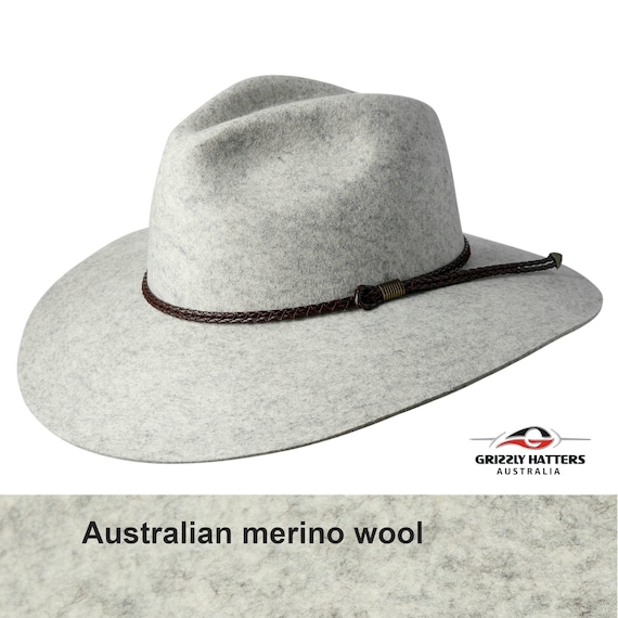 THE SALAMANCA wide brim fedora hat made from Australian merino wool in WHITE marble color, adjustable size, unisex, best uv protection hat