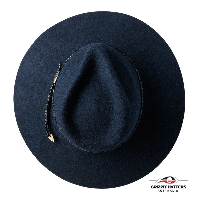 THE SALAMANCA wide brim fedora hat made from Australian merino wool in navy blue color, adjustable size, unisex, travel felt hat Bild 4