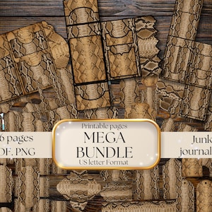 Snake Print Junk Journal Kit, Python Pattern Ephemera, Animal Print Papers, Printable Junk Journal, PDF PNG Download