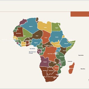 Editierbare Powerpoint-Karte aller 54 afrikanischen Länder und Distrikte/Provinzen.