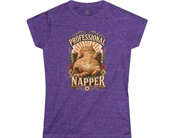 Professional Napper Cat Shirt, Retro Orange Feline Tee, Cat Lover Gift