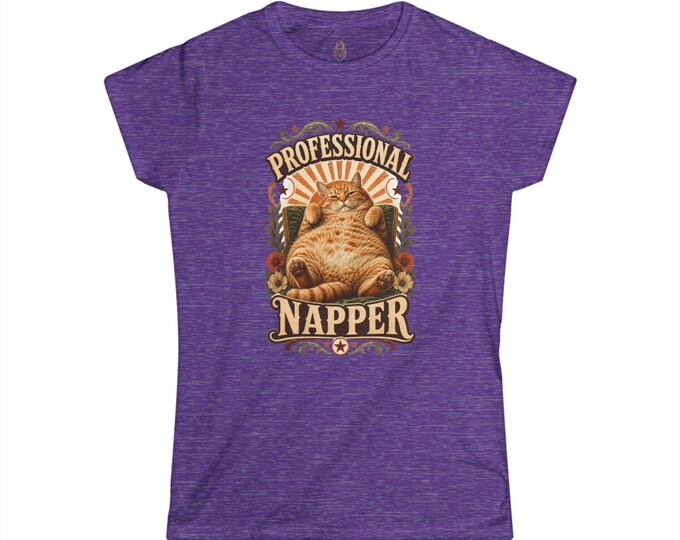 Professional Napper Cat Shirt, Retro Orange Feline Tee, Cat Lover Gift