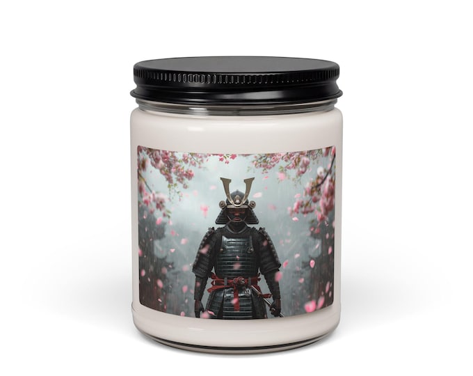 Samurai with Cherry Blossoms Candle | Scented Soy 9oz