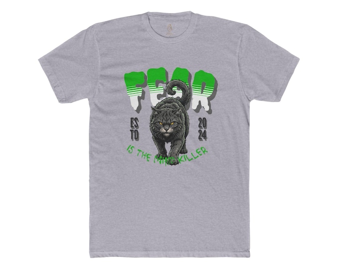 Fear Is The Mind Killer Shirt, Black Cat Graphic T-Shirt, Funny Cat Lover Gift, Sci-Fi Quote Cat Tee, Gothic Streetwear Shirt